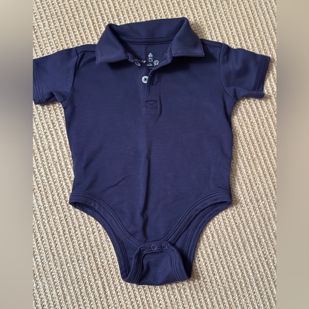 Classic Prep Navy Polo Shirt Onesie NWOT